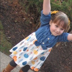 Peanut and Tot Dress Chambray & Pumpkins